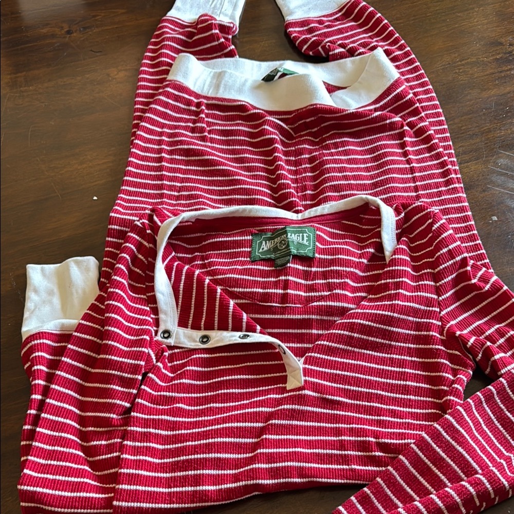 American Eagle Red and White Striped Pajama Set